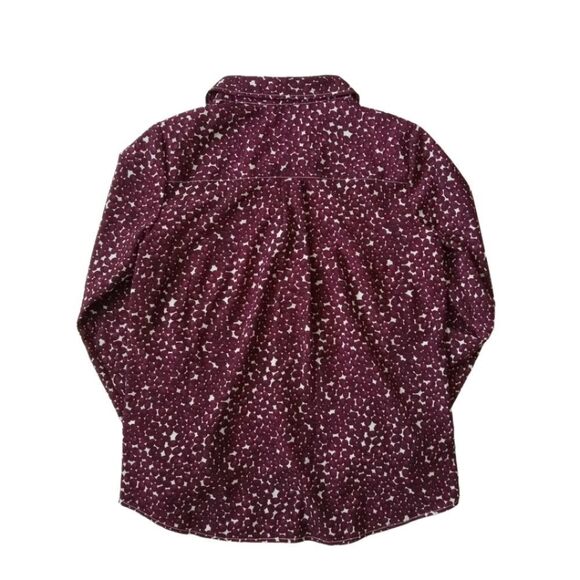 Talbots Burgundy Red Coffee Bean All Over Print Button Down Shirt Women's Medium - Picture 3 of 13
